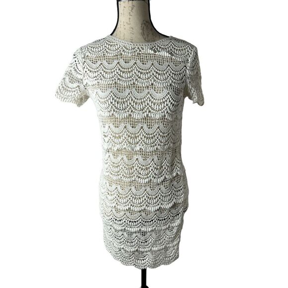 Michael Kors XXSmall Swimsuit Summer‎ Beach Crochet Dress Cover Up White Layered - Picture 1 of 6